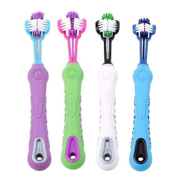 Squeaky-Clean Three Sided Pet Toothbrush Pet Supplies KittyNook White